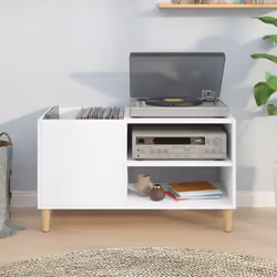 vidaXL Mobile Porta Dischi Bianco 84,5x38x48 cm in Legno Multistrato - Vista aggiuntiva 3