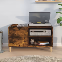 Mobile Porta Dischi Rovere Fumo 84,5x38x48 cm Legno Multistratocod mxl 81273 - Vista aggiuntiva 3