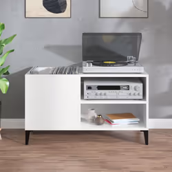 Mobile Porta Dischi Bianco Lucido 84,5x38x48 Legno Multistratocod mxl 103494 - Vista aggiuntiva 3