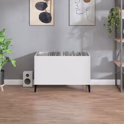 Mobile Porta Dischi Bianco 74,5x38x48 cm in Legno Multistratocod mxl 73473 - Vista aggiuntiva 3