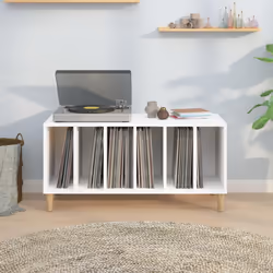 Mobile Porta Dischi Bianco 100x38x48 cm in Legno Multistratocod mxl 73306 - Vista aggiuntiva 3