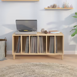 vidaXL Mobile Porta Dischi Rovere Sonoma 100x38x48cm Legno Multistrato - Vista aggiuntiva 3