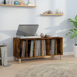Mobile Porta Dischi Rovere Fumo 100x38x48 cm Legno Multistrato Vidaxl 601037