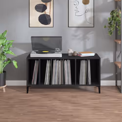Mobile Porta Dischi Nero 100x38x48 cm in Legno Multistratocod mxl 127396 - Vista aggiuntiva 3