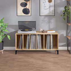Mobile Porta Dischi Rovere Sonoma 100x38x48cm Legno Multistratocod mxl 80711 - Vista aggiuntiva 3