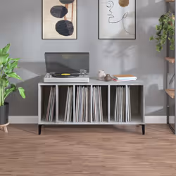 Mobile Porta Dischi Grigio Cemento 100x38x48 Legno Multistratocod mxl 103333 - Vista aggiuntiva 3