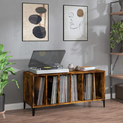 Mobile Porta Dischi Rovere Fumo 100x38x48 cm Legno Multistratocod mxl 70814