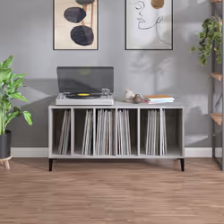 Mobile Porta Dischi Grigio Sonoma 100x38x48cm Legno Multistratocod mxl 103887 - Vista aggiuntiva 3