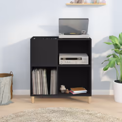 Mobile Porta Dischi Nero 84,5x38x89 cm in Legno Multistratocod mxl 79381 - Vista aggiuntiva 3