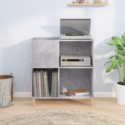 Mobile Porta Dischi Grigio Cemento 84,5x38x89 Legno Multistratocod mxl 103543 - Vista aggiuntiva 3