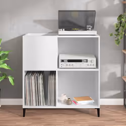 vidaXL Mobile Porta Dischi Bianco 84,5x38x89 cm in Legno Multistrato - Vista aggiuntiva 3