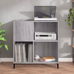 Mobile Porta Dischi Grigio Sonoma 84,5x38x89 Legno Multistratocod mxl 104184 - Vista aggiuntiva 3