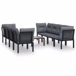 Set Salotto da Giardino 9 pz Nero e Grigio in Polyrattancod mxl 76724 - Vista aggiuntiva 2