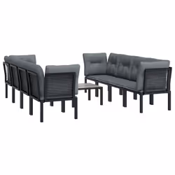 Set Salotto da Giardino 9 pz Nero e Grigio in Polyrattancod mxl 76724 - Vista aggiuntiva 3