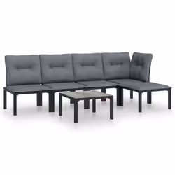 Set Salotto da Giardino 6 pz in Polyrattan Nero e Grigiocod mxl 124640 - Vista aggiuntiva 2