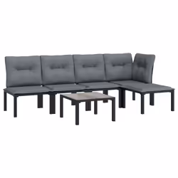 Set Salotto da Giardino 6 pz in Polyrattan Nero e Grigiocod mxl 124640 - Vista aggiuntiva 3
