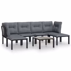 Set Salotto da Giardino 7 pz Nero e Grigio in Polyrattancod mxl 76740 - Vista aggiuntiva 2