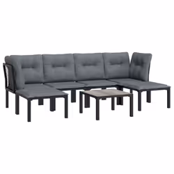 Set Salotto da Giardino 7 pz Nero e Grigio in Polyrattancod mxl 76740 - Vista aggiuntiva 3
