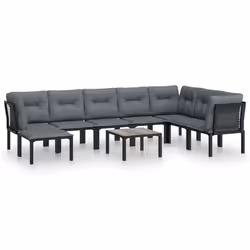Set Salotto da Giardino 9 pz Nero e Grigio in Polyrattancod mxl 124638 - Vista aggiuntiva 2