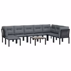Set Salotto da Giardino 9 pz Nero e Grigio in Polyrattancod mxl 124638 - Vista aggiuntiva 3