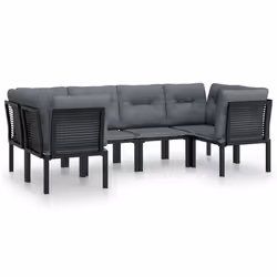 Set Salotto da Giardino 6 pz in Polyrattan Nero e Grigiocod mxl 76713 - Vista aggiuntiva 2