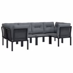 Set Salotto da Giardino 6 pz in Polyrattan Nero e Grigiocod mxl 76713 - Vista aggiuntiva 3