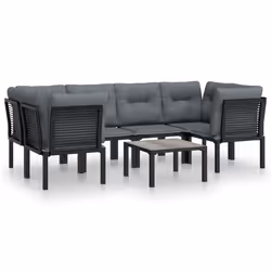 Set Salotto da Giardino 7 pz Nero e Grigio in Polyrattancod mxl 100690 - Vista aggiuntiva 2