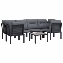 Set Salotto da Giardino 7 pz Nero e Grigio in Polyrattancod mxl 100690 - Vista aggiuntiva 3