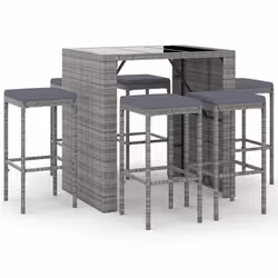 Set Bar da Giardino 7 pz con Cuscini in Polyrattan Grigiocod mxl 124608 - Vista aggiuntiva 2