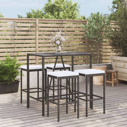Set Bar da Giardino 5 pz con Cuscini in Polyrattan Nerocod mxl 100682