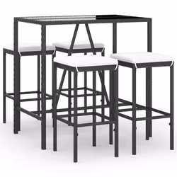 Set Bar da Giardino 5 pz con Cuscini in Polyrattan Nerocod mxl 100682 - Vista aggiuntiva 2