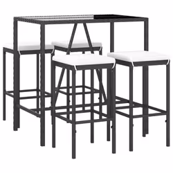 Set Bar da Giardino 5 pz con Cuscini in Polyrattan Nerocod mxl 100682 - Vista aggiuntiva 3