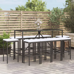 Vidaxl - Set Bar da Giardino 11 pz con Cuscini in Polyrattan Nero