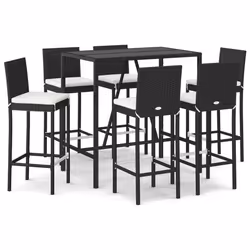 Set Bar da Giardino 7 pz con Cuscini in Polyrattan Nerocod mxl 76703 - Vista aggiuntiva 2