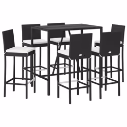 Set Bar da Giardino 7 pz con Cuscini in Polyrattan Nerocod mxl 76703 - Vista aggiuntiva 3