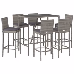 Set Bar da Giardino 7 pz con Cuscini in Polyrattan Grigiocod mxl 100661 - Vista aggiuntiva 3
