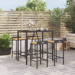 Vidaxl - Set Bar Giardino 5 pz Nero Polyrattan e Legno Massello Acacia