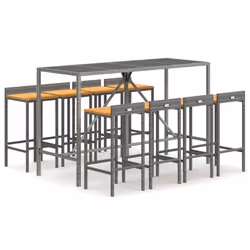 Set Bar Giardino 9pz Grigio Polyrattan e Legno Massello Acaciacod mxl 126415 - Vista aggiuntiva 2