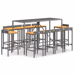 Set Bar Giardino 11pz Grigio Polyrattan e Legno Massello Acaciacod mxl 126410 - Vista aggiuntiva 2