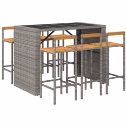 Set Bar Giardino 7pz Grigio Polyrattan e Legno Massello Acaciacod mxl 101191 - Vista aggiuntiva 3