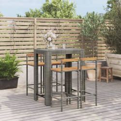 vidaXL Set Bar Giardino 5pz Grigio Polyrattan e Legno Massello Acacia