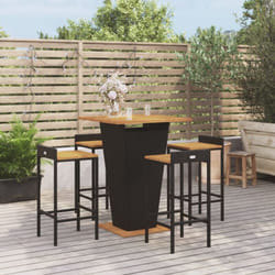 Vidaxl - Set Bar Giardino 5 pz Nero Polyrattan e Legno Massello Acacia