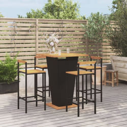 Vidaxl - Set Bar Giardino 5 pz Nero Polyrattan e Legno Massello Acacia