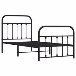 Giroletto con Testiera e Pediera Metallo Nero 90x190 cmcod mxl 102883 - Vista aggiuntiva 3
