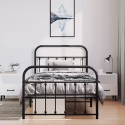 Giroletto con Testiera e Pediera Metallo Nero 100x190 cmcod mxl 129429 - Vista aggiuntiva 3