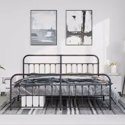 Giroletto con Testiera e Pediera Metallo Nero 193x203 cmcod mxl 129395 - Vista aggiuntiva 3