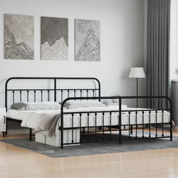 vidaXL Giroletto con Testiera e Pediera Metallo Nero 200x200 cm