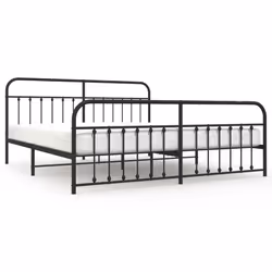 vidaXL Giroletto con Testiera e Pediera Metallo Nero 200x200 cm - Vista aggiuntiva 2