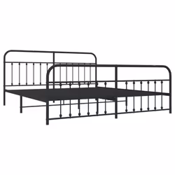 vidaXL Giroletto con Testiera e Pediera Metallo Nero 200x200 cm - Vista aggiuntiva 3