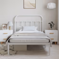 Giroletto con Testiera Metallo Bianco 100x190 cmcod mxl 129471 - Vista aggiuntiva 3